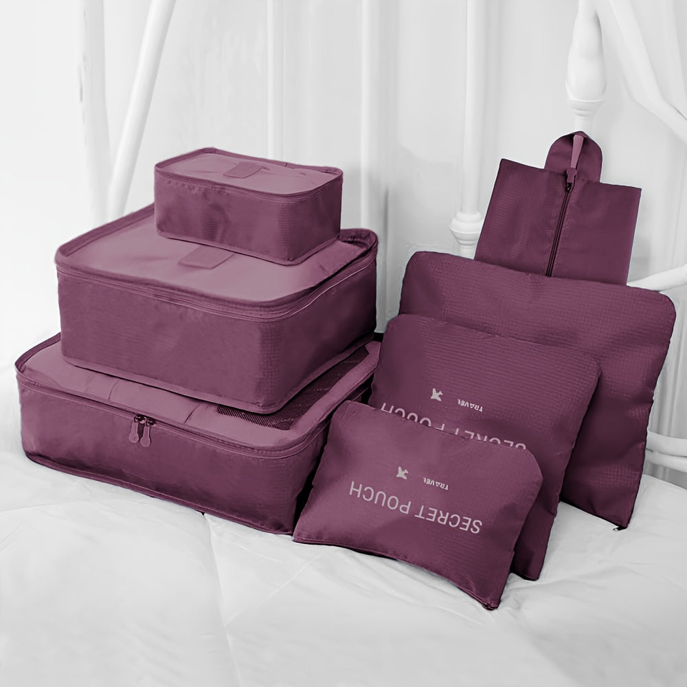 7-Piece Travel Organizer Set Oxford Cloth Zipper Closure Lightweight and Stain Resistant