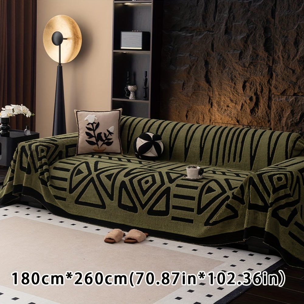 Boho Style Geometric Velveteen Sofa Throw with Machine Washable Cover for Armchair Loveseat and Sofa