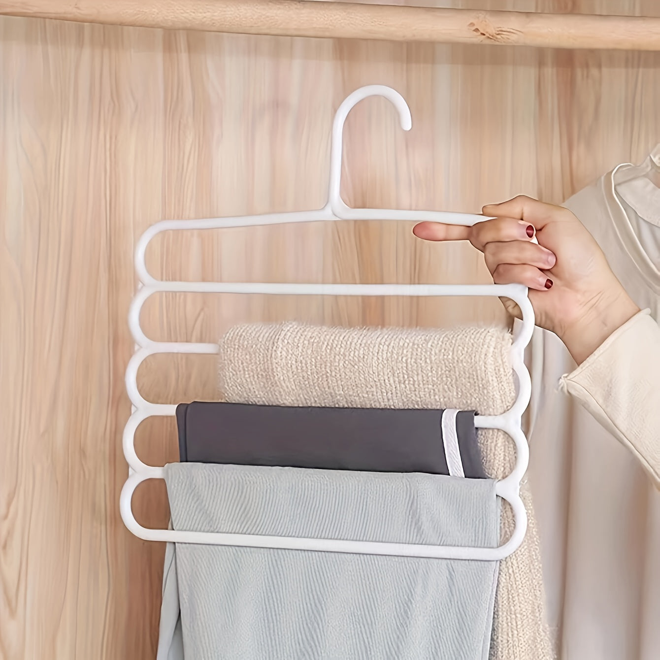 Adjustable Multi-Layer Pants Hanger for Trousers Jeans and Scarves Plastic Closet Organizer