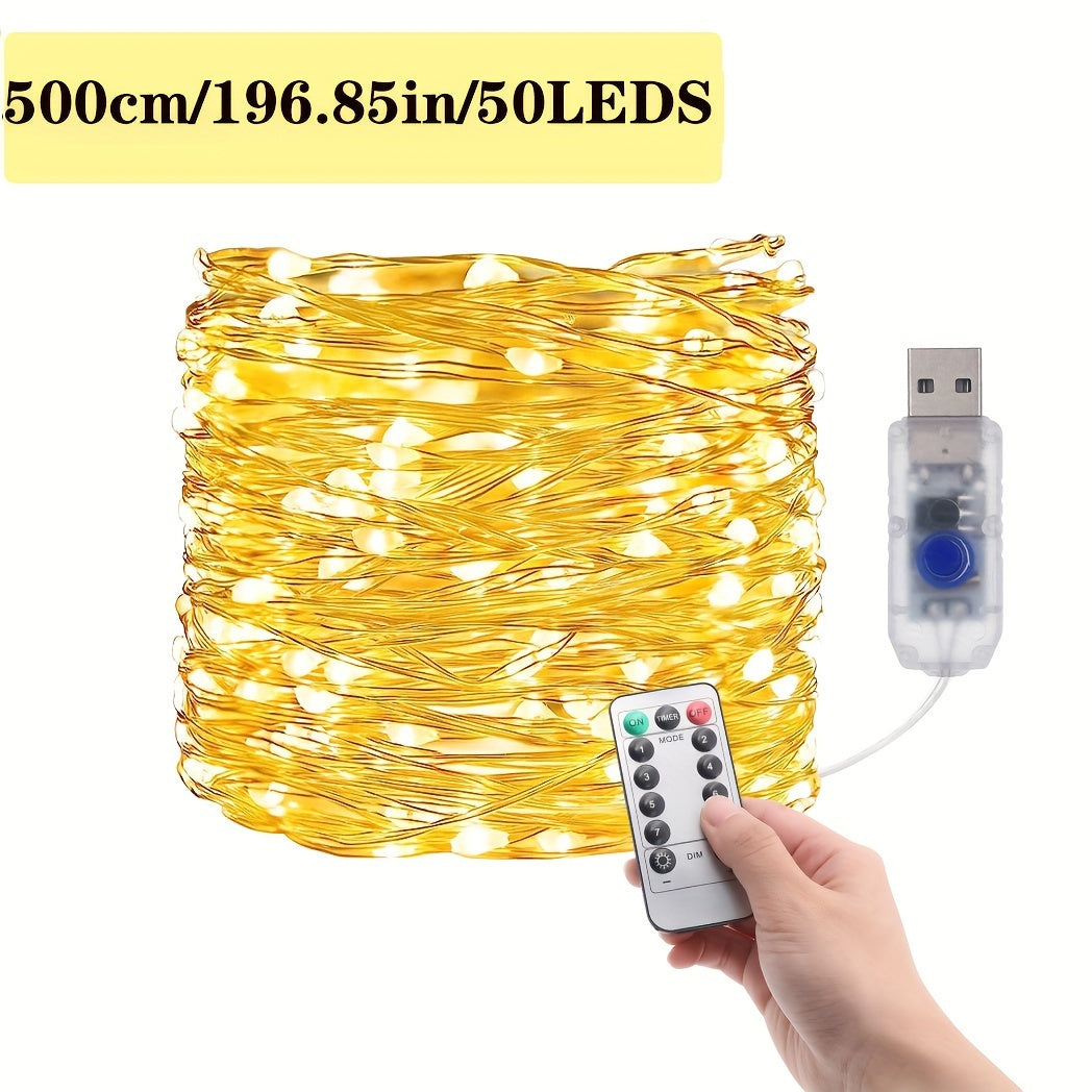 Светодиодная гирлянда из серебряного провода с USB доступна в длинах 5 м, 10 м и 20 м.