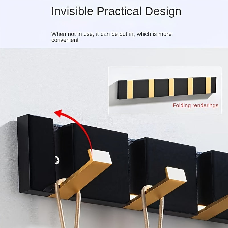 Aluminum Wall Hook Folding Space-Saving Multi-Use for Bathroom Kitchen Living Room