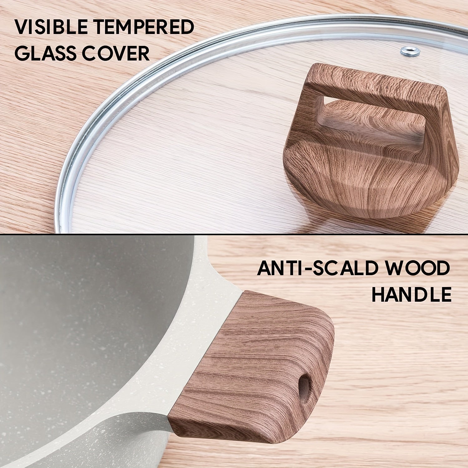 6QT Aluminum Ceramic Casserole Pot with Glass Lid Nonstick Induction Compatible