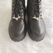 Gothic Punk Bat Shoe Charms Zinc Alloy Silver Distressed Accessories for Boots