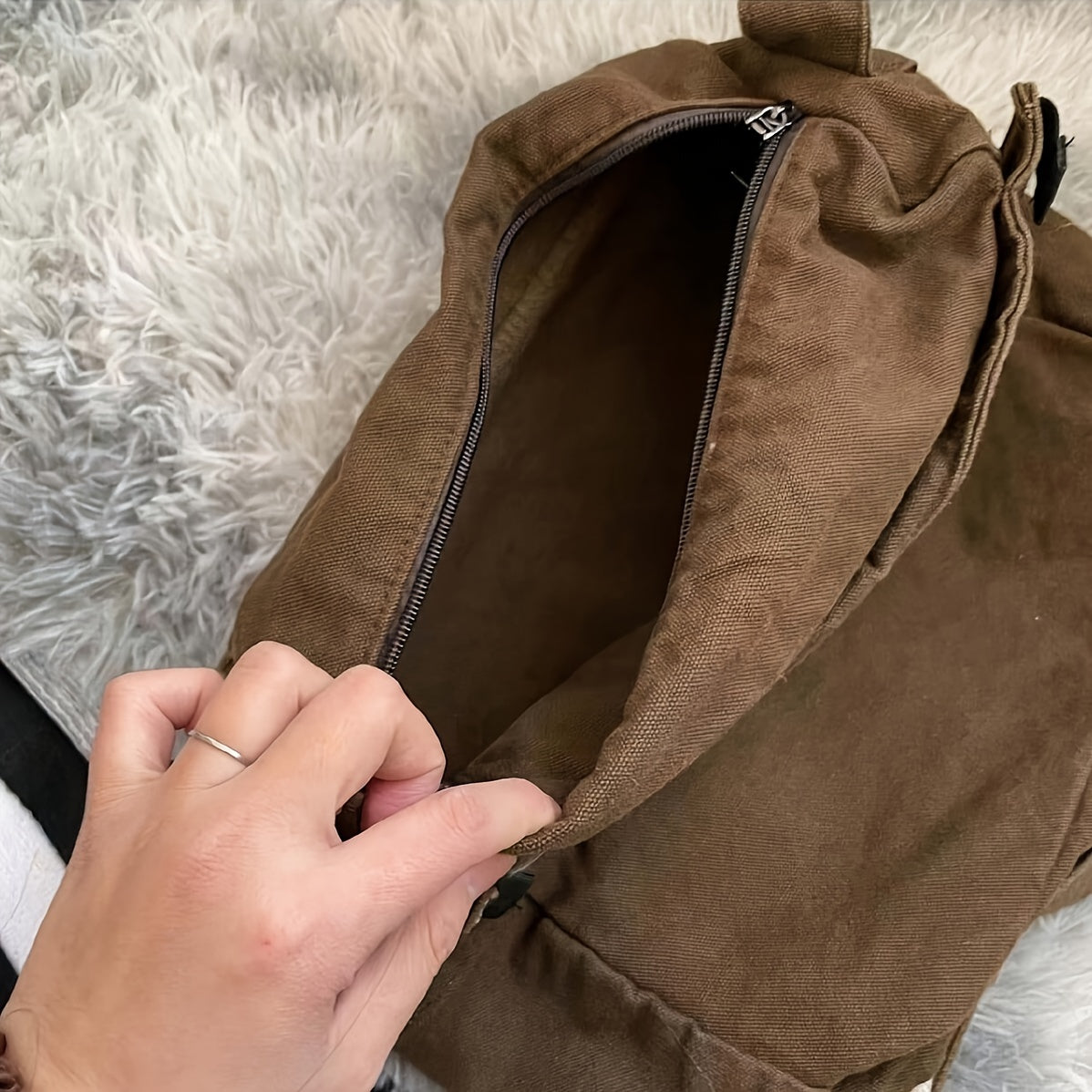 Women's Retro Y2K Canvas Crossbody Bag with Star Patches and Adjustable Strap