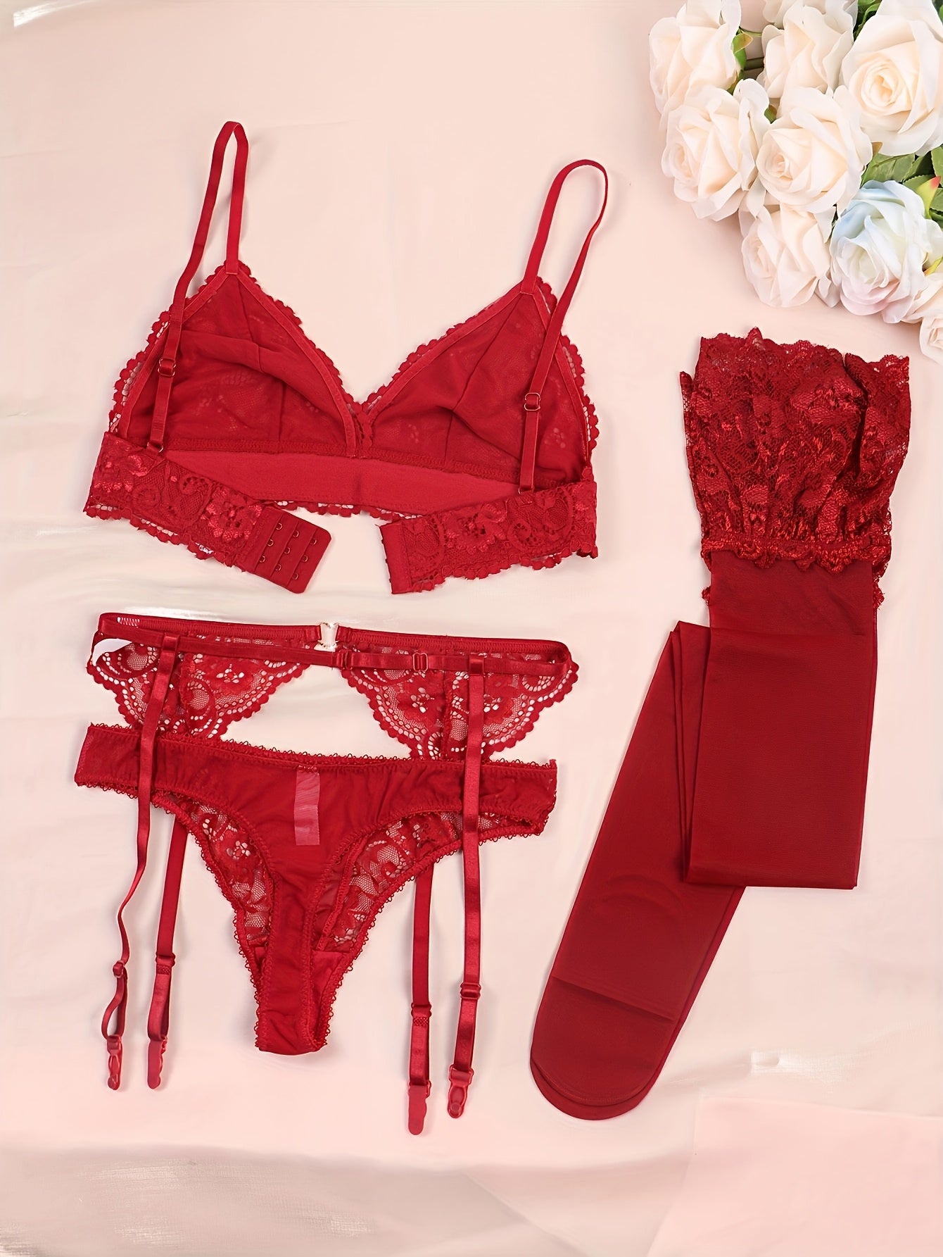 Women's Lace Garter Belt Set Lingerie with Adjustable Straps