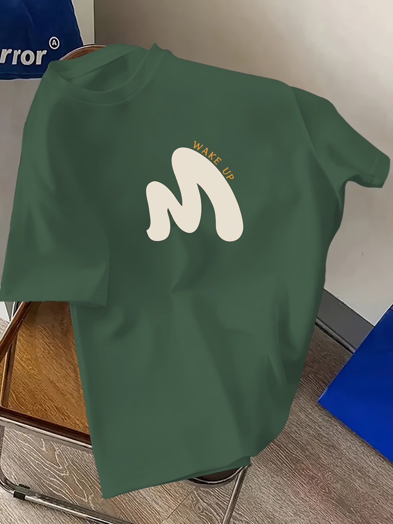 Men's Graphic T-Shirt Summer Crew Neck Polyester Blend Casual Streetwear Unique "Wake Up" Design