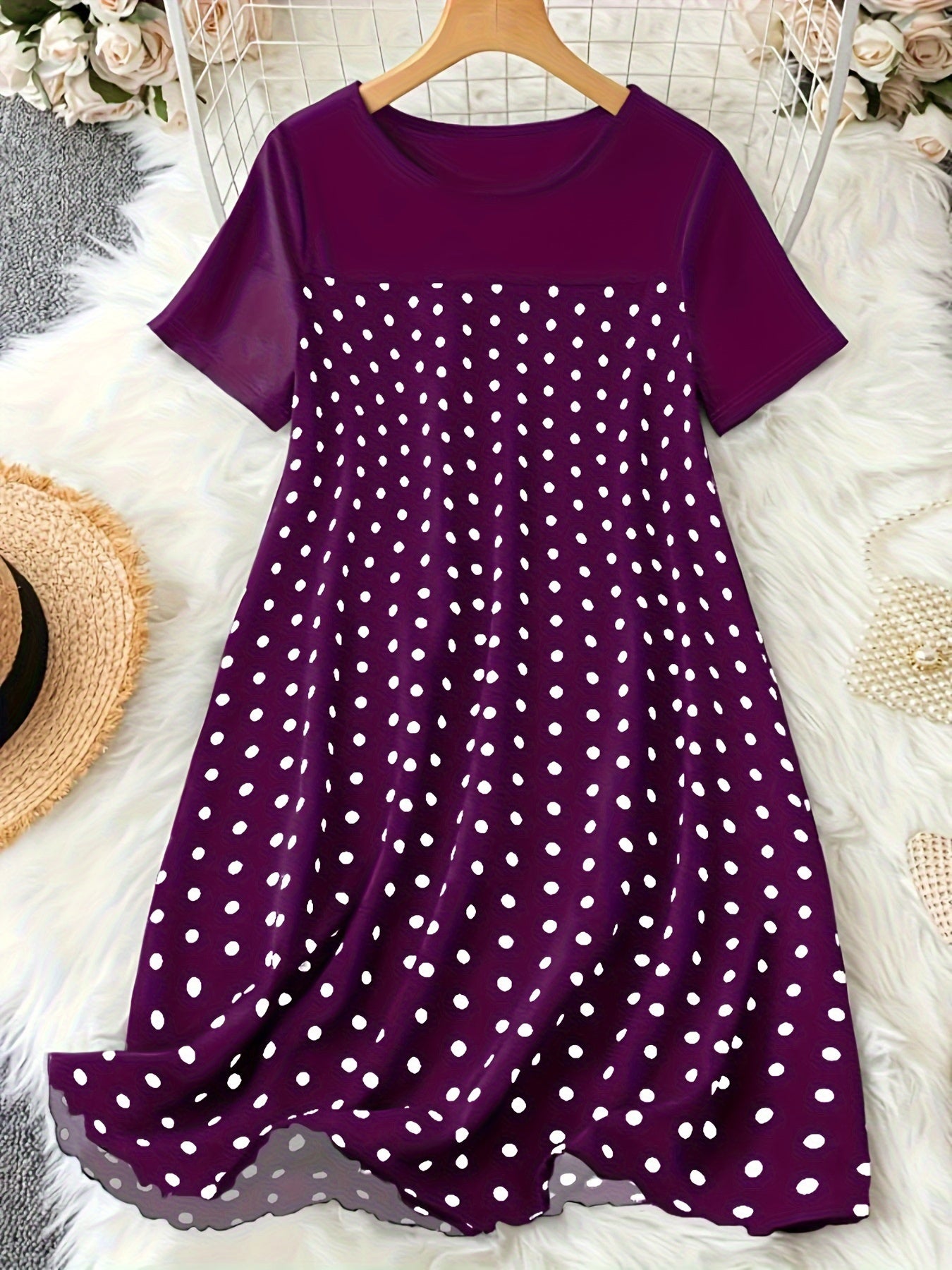 Pack de 3 camisones de lunares de talla grande en algodón y poliéster