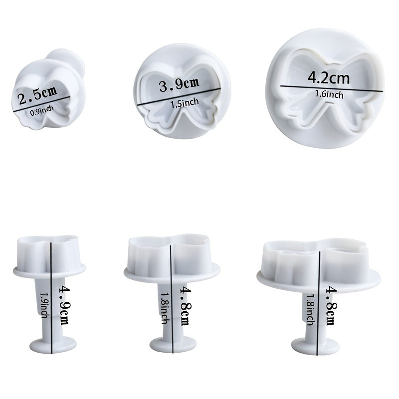 Set of 3 Bow Shaped Fondant Molds Cookie Cutters Baking Tools