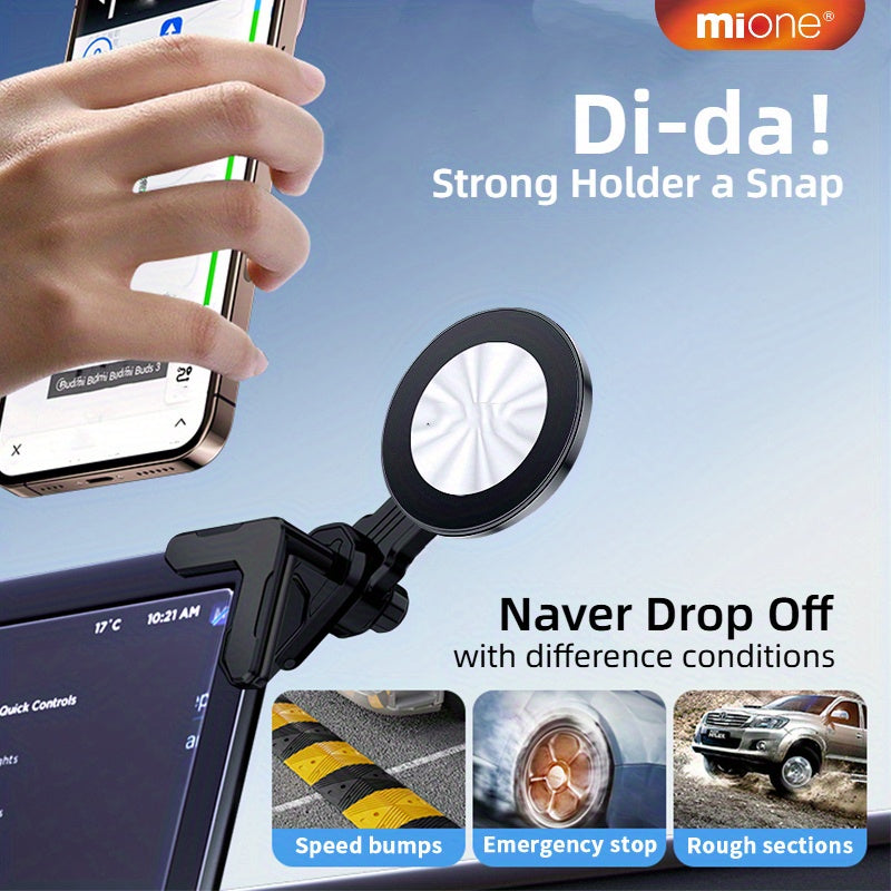 Magnetic Car Phone Holder ABS Silicone Dashboard Mount 360° Rotation