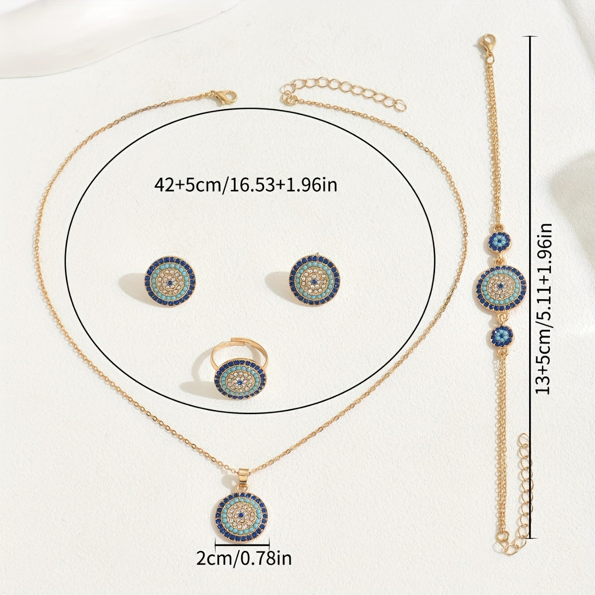 Ayollar uchun zargarlik to'plami Geometrik dumaloq taqinchoq uzuk bilaguzuk taqinchoq sirg'a alloy rhinestone vintage etnik uslub sovg'a