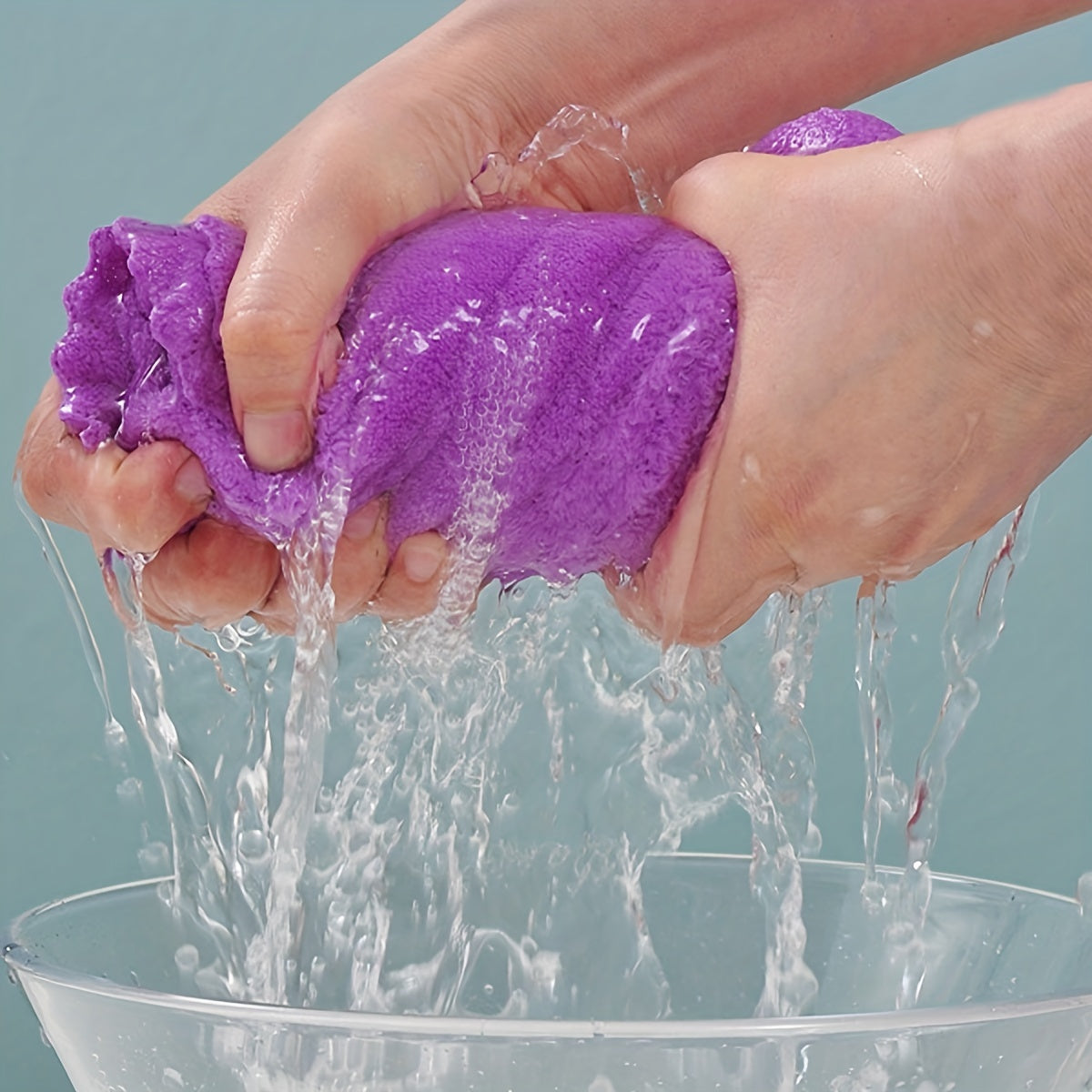 5/10pcs Solid Color Bamboo Fiber Dishcloths Super Absorbent for Household Cleaning