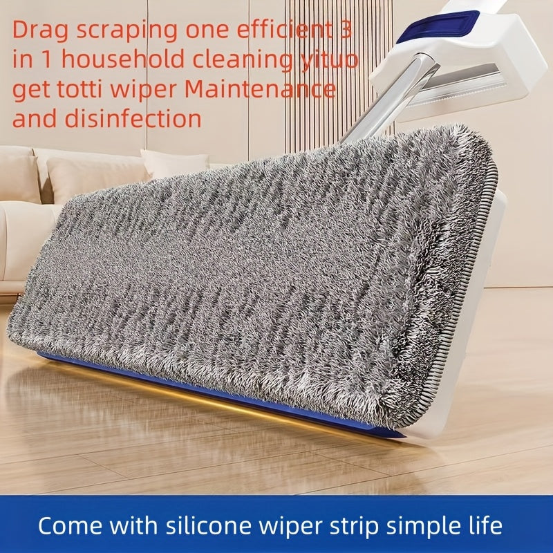 Flat Mop with Self-Draining System, Washable Microfiber Pad, Reinforced Handle
