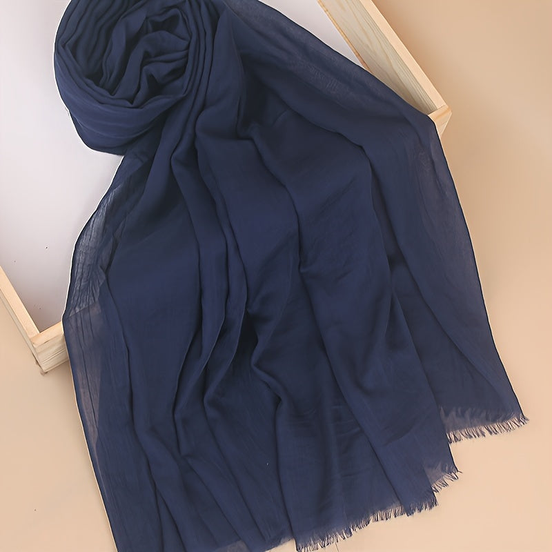 Women's Lightweight Solid Color Scarf Shawl Breathable Soft Polyester Sun Protection