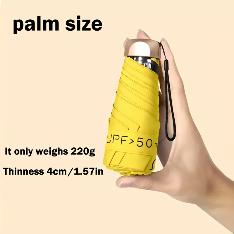 Mini Folding Umbrella UV Protection Windproof with Gold Handle Casual Basic Style