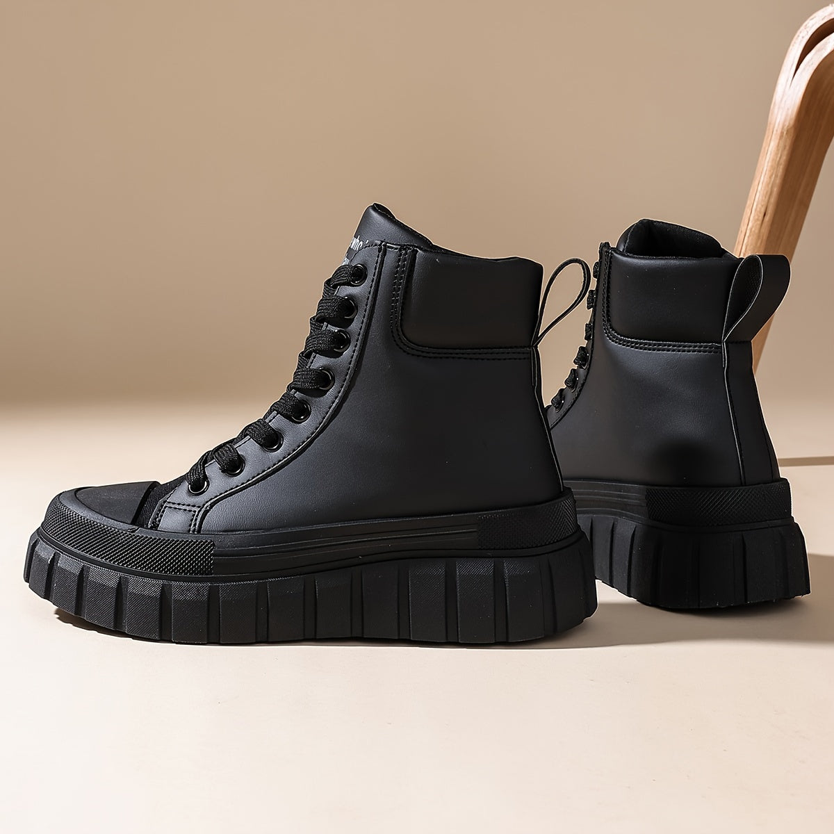 Women's Casual Black Thick Sole High Top Sneakers