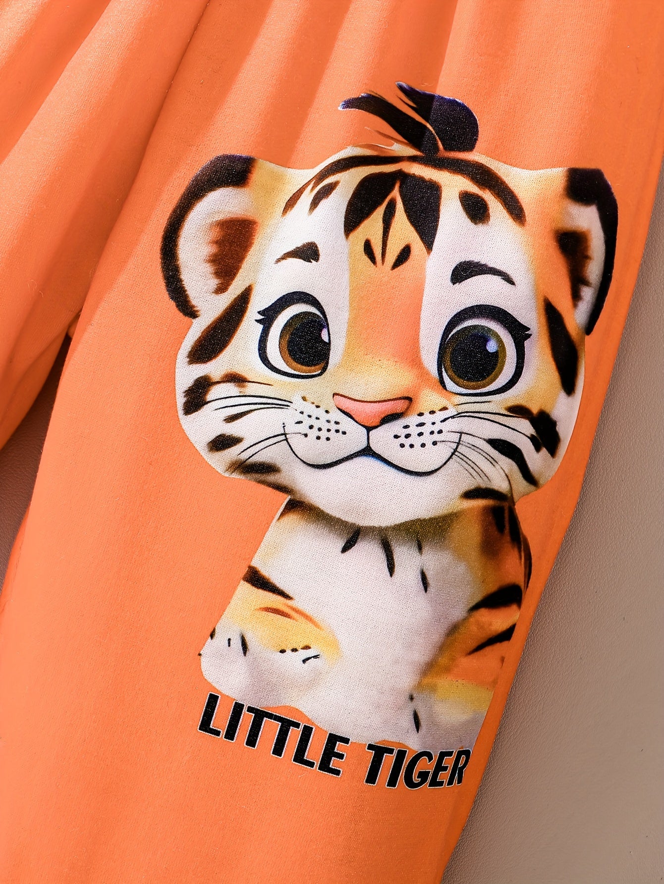 Kids' Tiger Print Sweatshirt Set Polyester Knit Spring Autumn Casual 2pcs