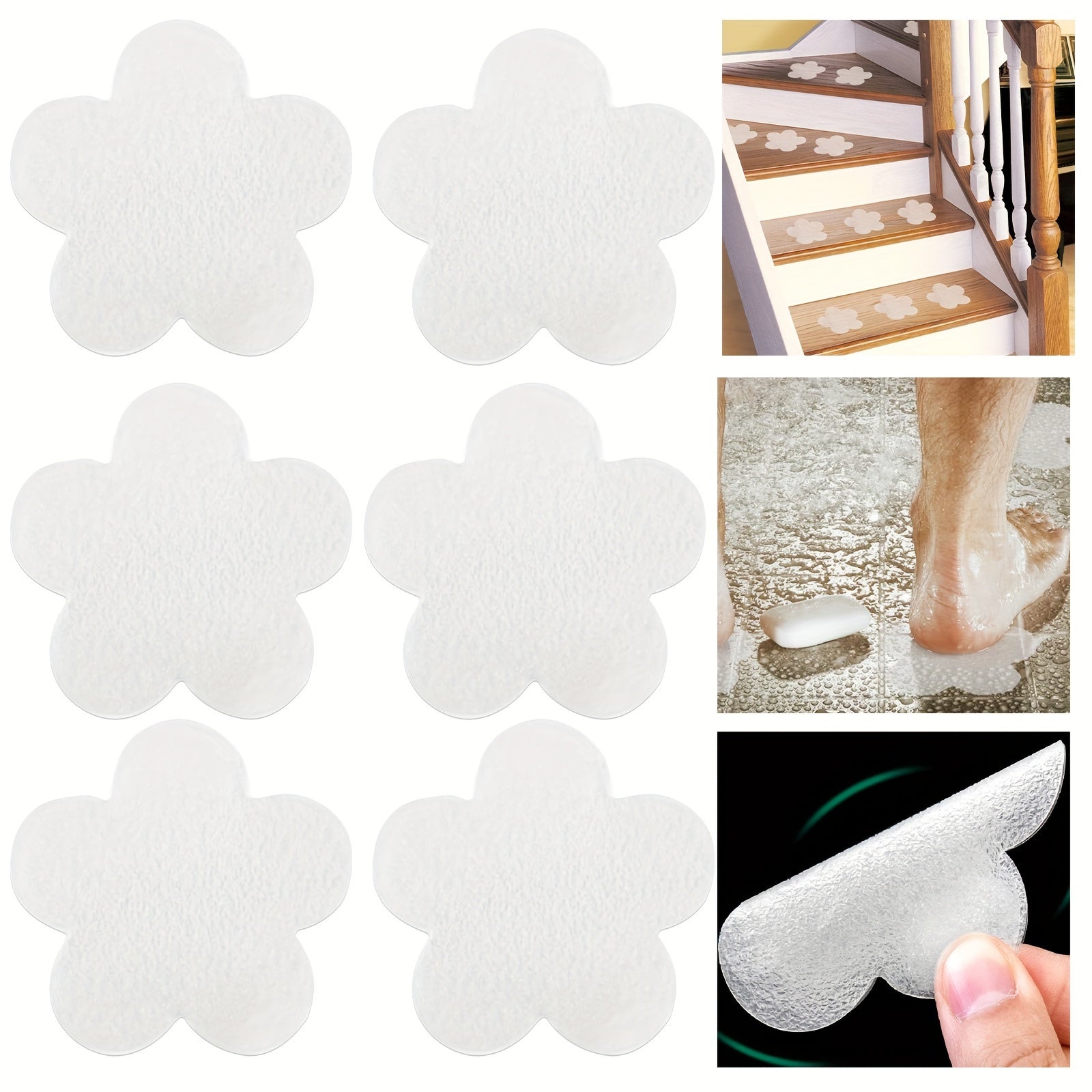 Set of 6 Non-Slip Bathroom Stickers for Tub and Shower Grip, Easy to Apply