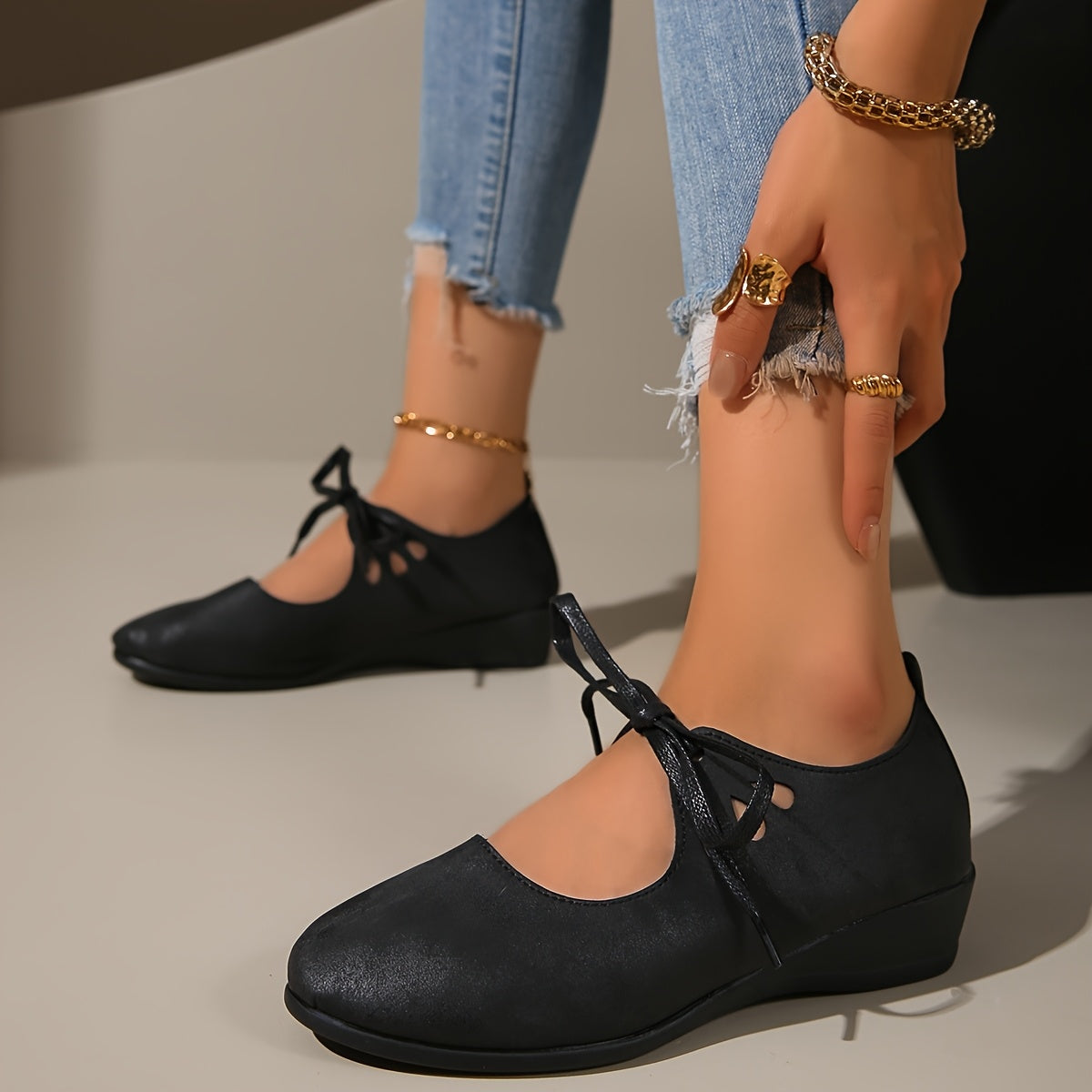 Women's Flat Shoes Lace-Up Mary Jane Vintage Casual Shoes