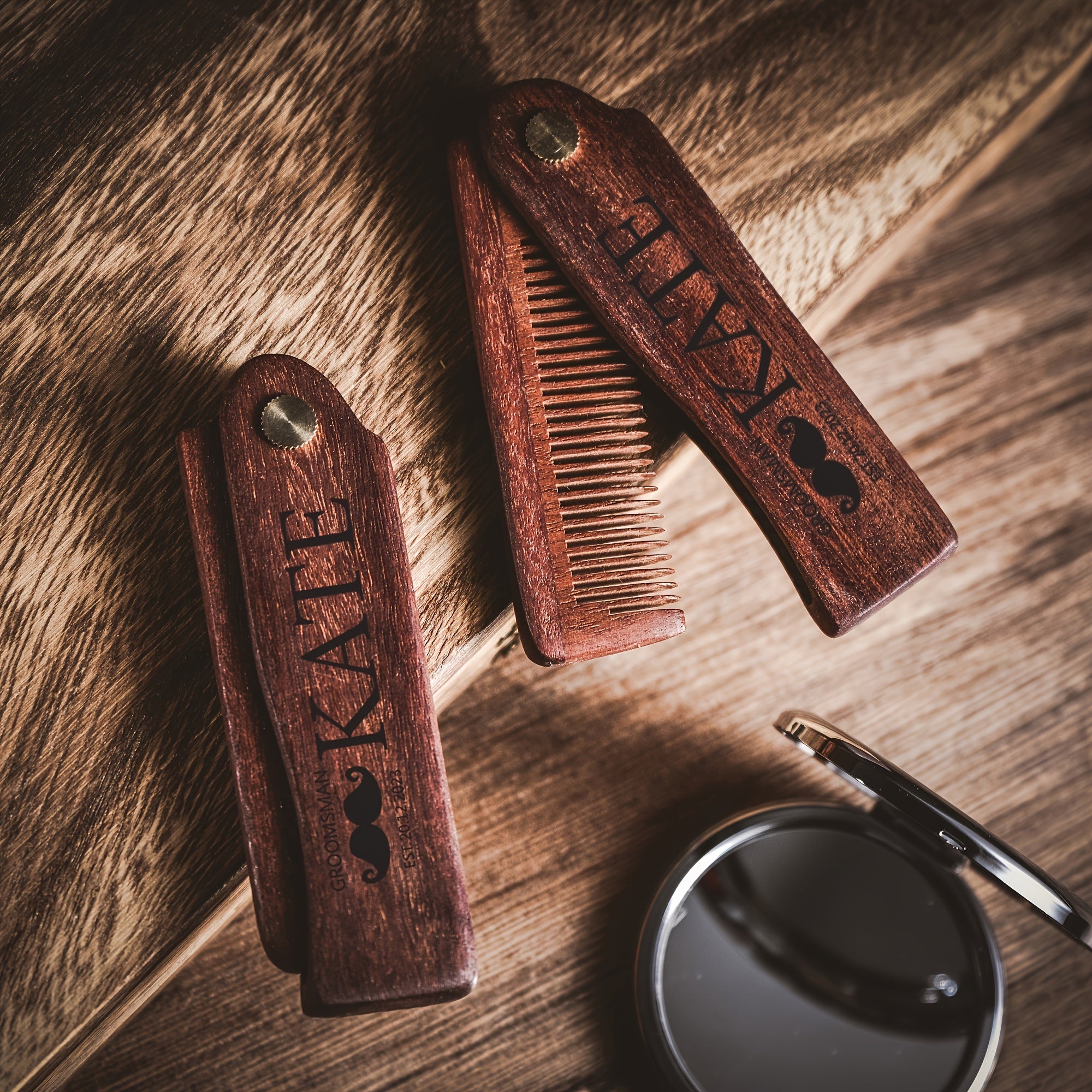 Personalized Wooden Beard Comb with Custom Engraving for Men Grooming