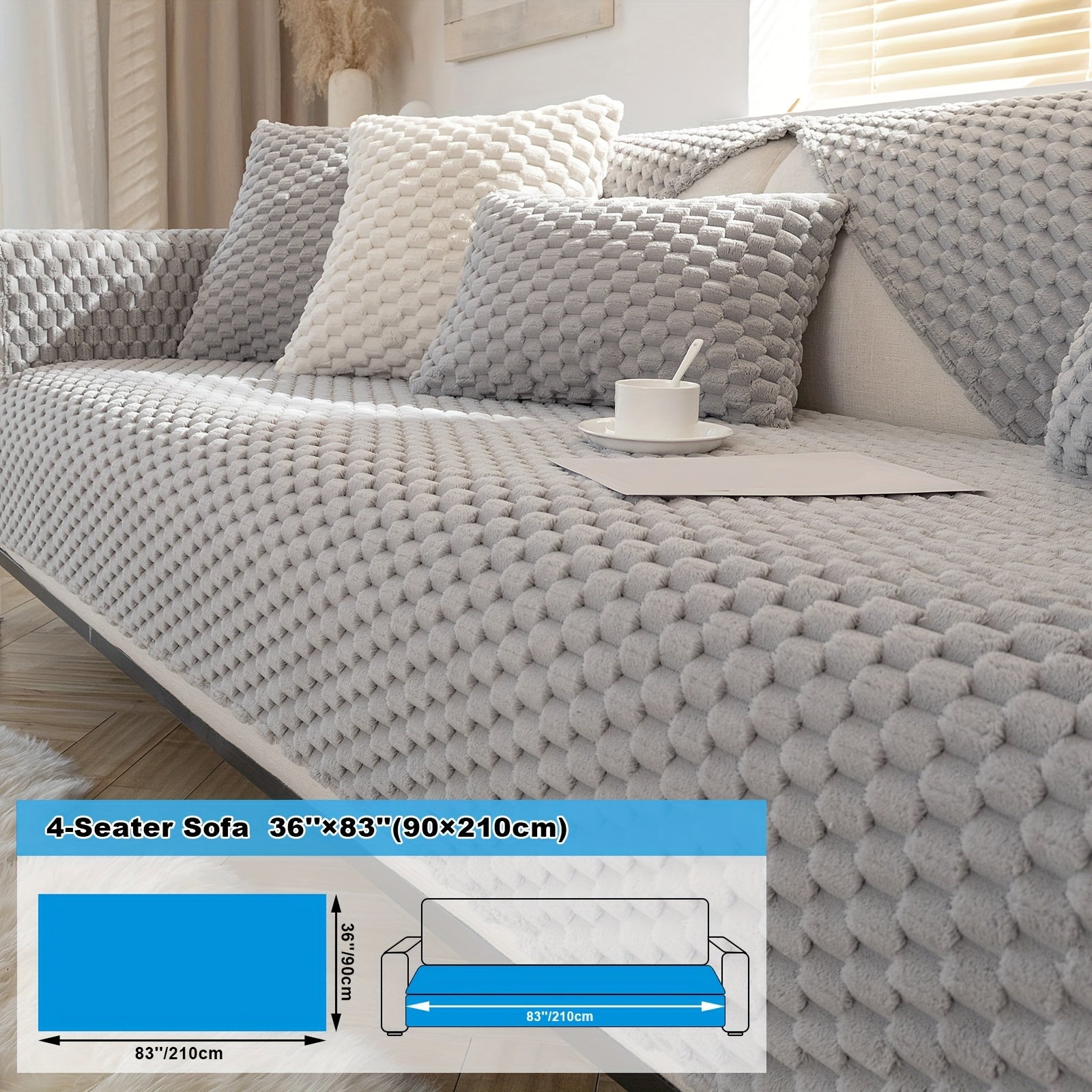 Velvet Sofa Cover Non-Slip Pet-Friendly Thick Furniture Slipcover for Armchairs and Sectionals