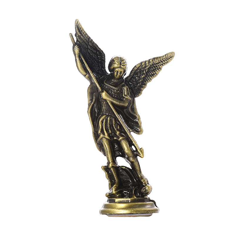 Zinc Alloy Saint Michael Archangel Figurine for Home Decor Tabletop Display