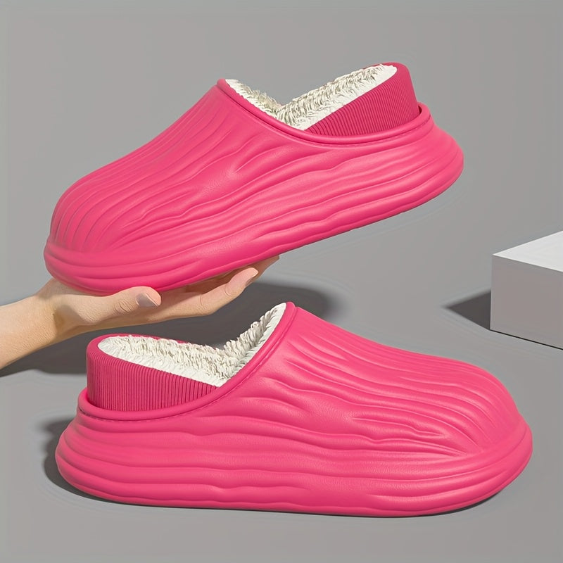 Unisex Winter Non-Slip Plush Indoor Slippers Warm Comfortable Thick Bottom