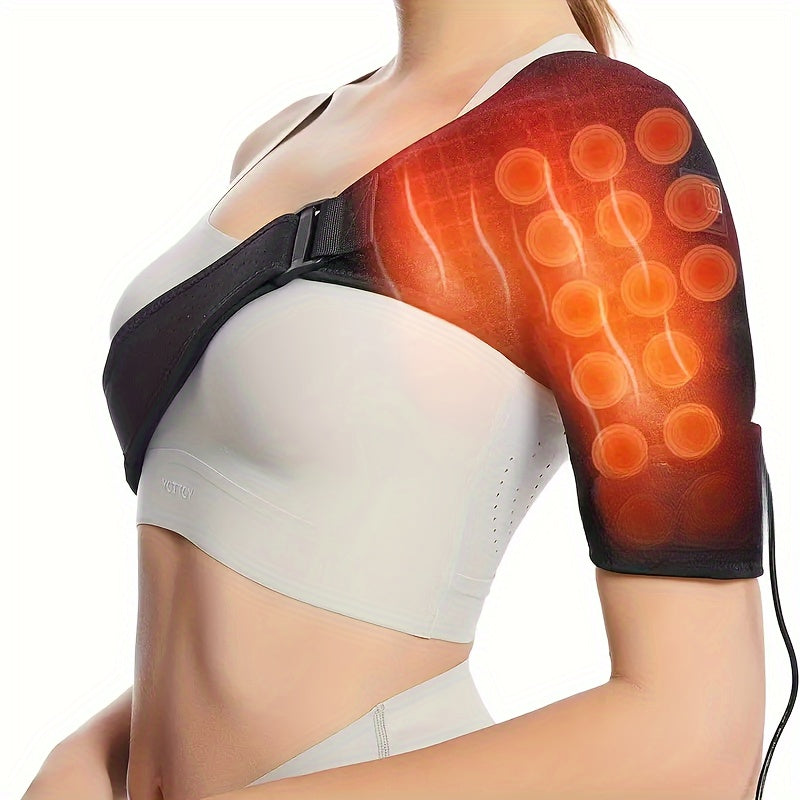 Portable USB Heated Shoulder Wrap with Adjustable Temperature Settings for Pain Relief
