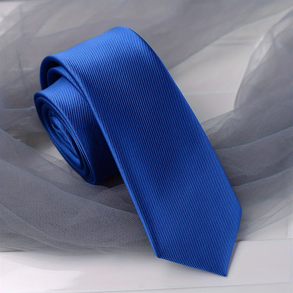 Men's Narrow Silk Tie 6cm Single-Color 1200 Stitches for Formal Occasions