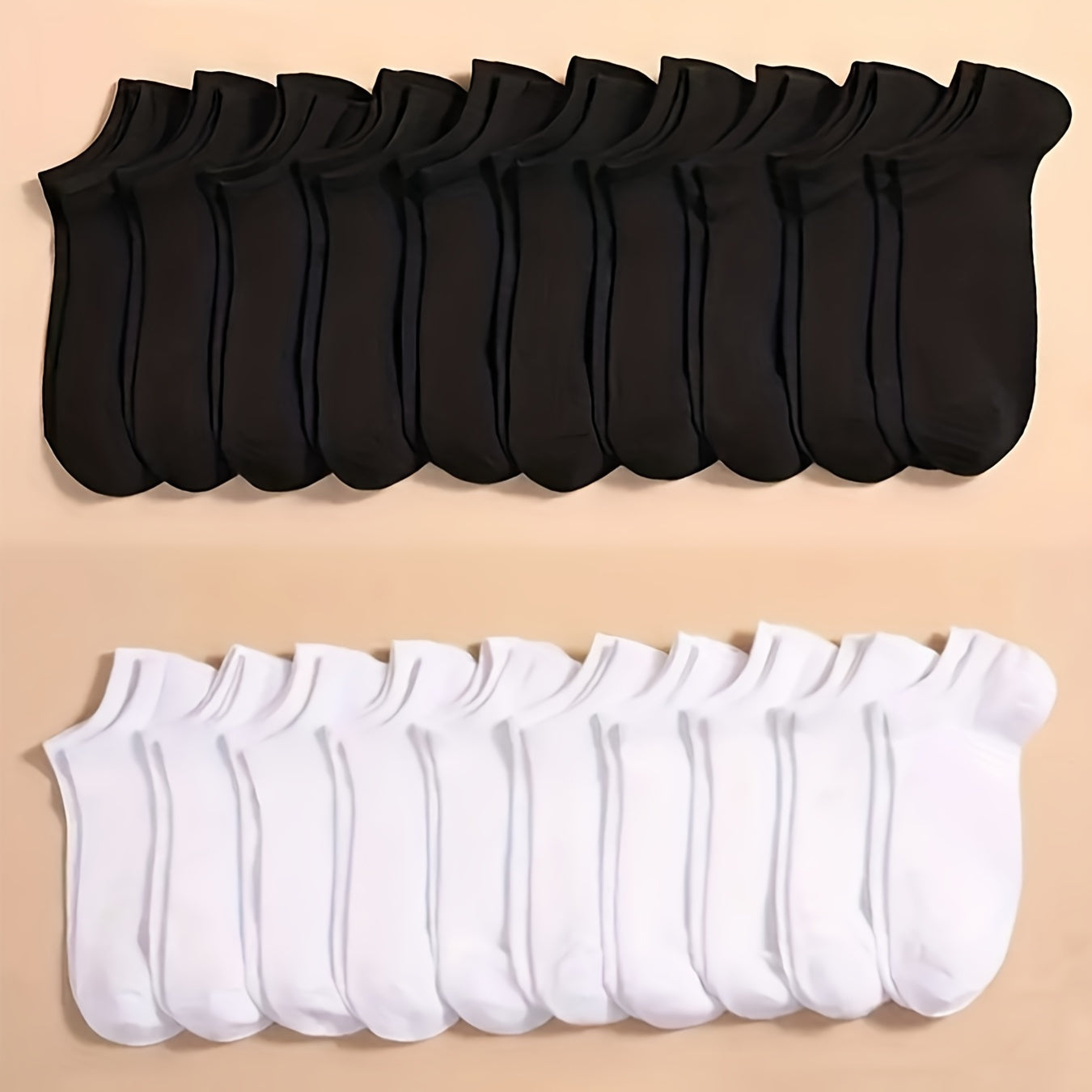 Unisex Solid Color Short Socks 20 Pairs Breathable Comfortable All Seasons