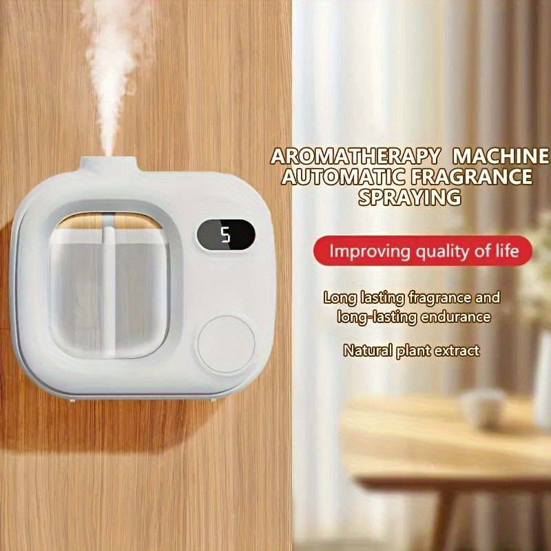 Soatni sozlash mumkin bo'lgan aqlli aromat tarqatuvchi, USB orqali zaryadlanadigan, efir moylari bilan mos keladigan va tugma bilan boshqariladigan. Ofis, yotoqxona va hammom uchun ideal. San'at asari sifatida bezatilgan, hid qo'shilmagan.