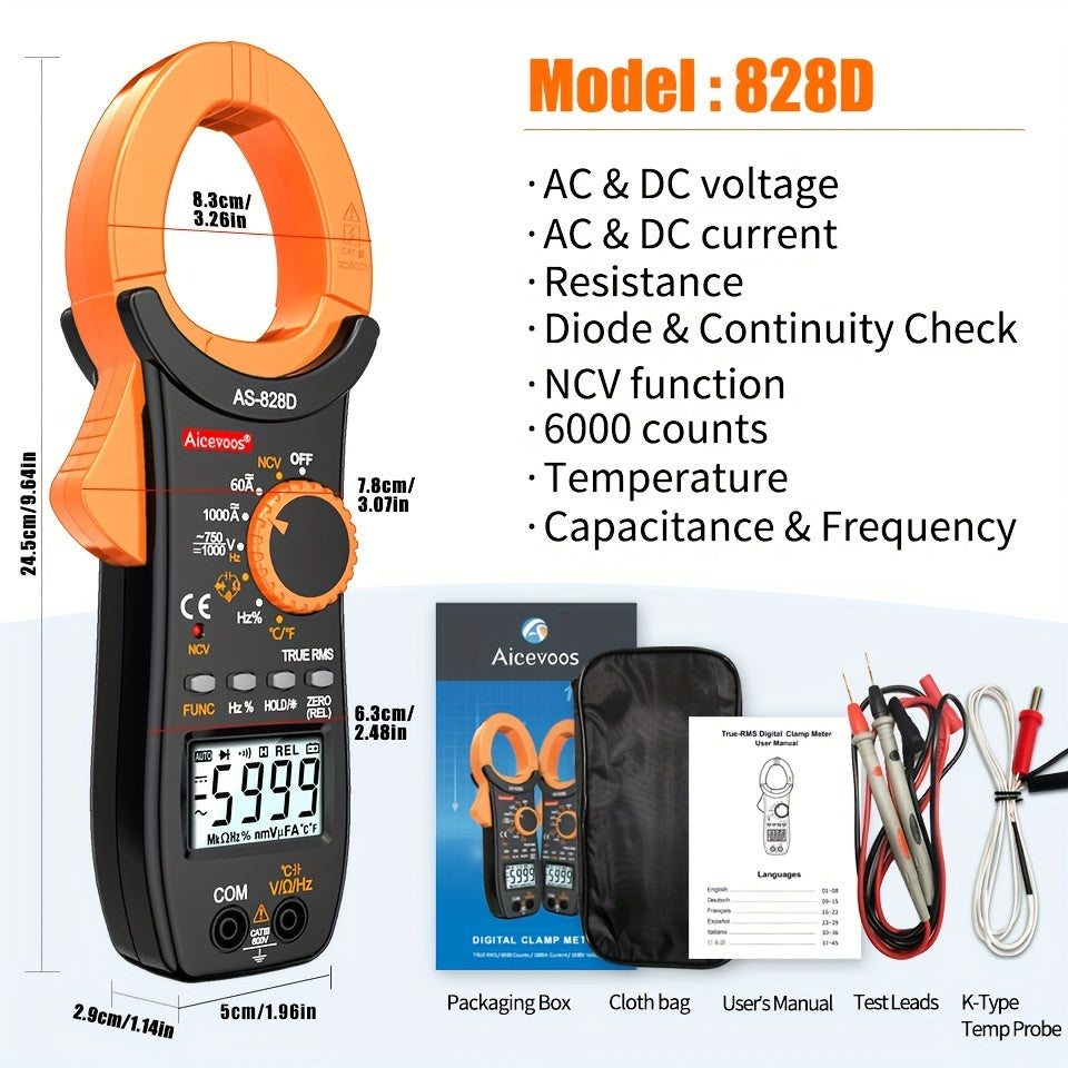 Digital Clamp Meter Multimeter 6000 Counts AC/DC Current True RMS Auto Range