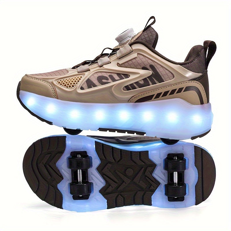 Kids LED Light-Up Sneakers for Boys and Girls Adjustable Brightness Breathable Fabric All-Season Casual Shoes