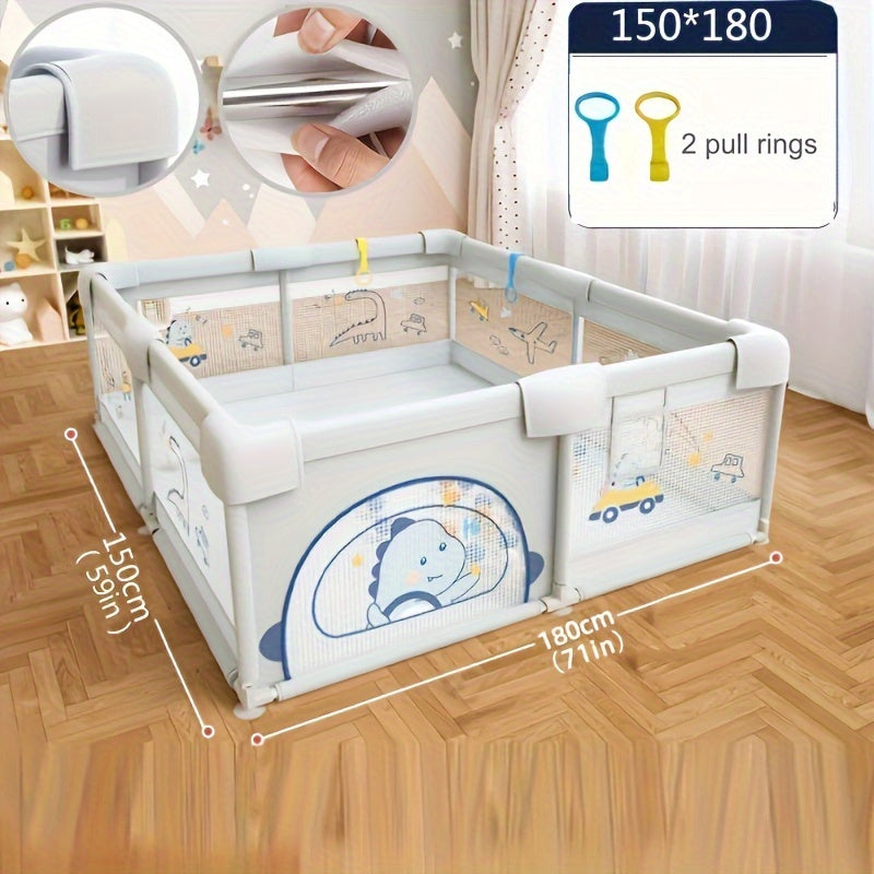 Indoor and Outdoor Playpen with Safety Gate and Non-Slip Bases