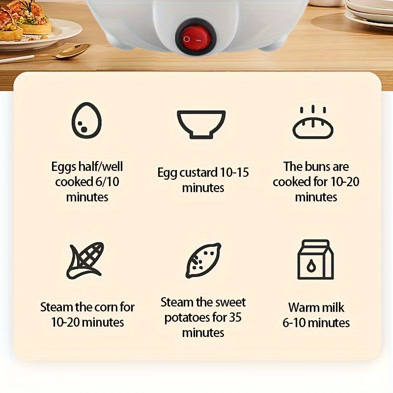 Electric Steamer with Egg Cooker Automatic One-Button 3D Heating Dry Burn Protection