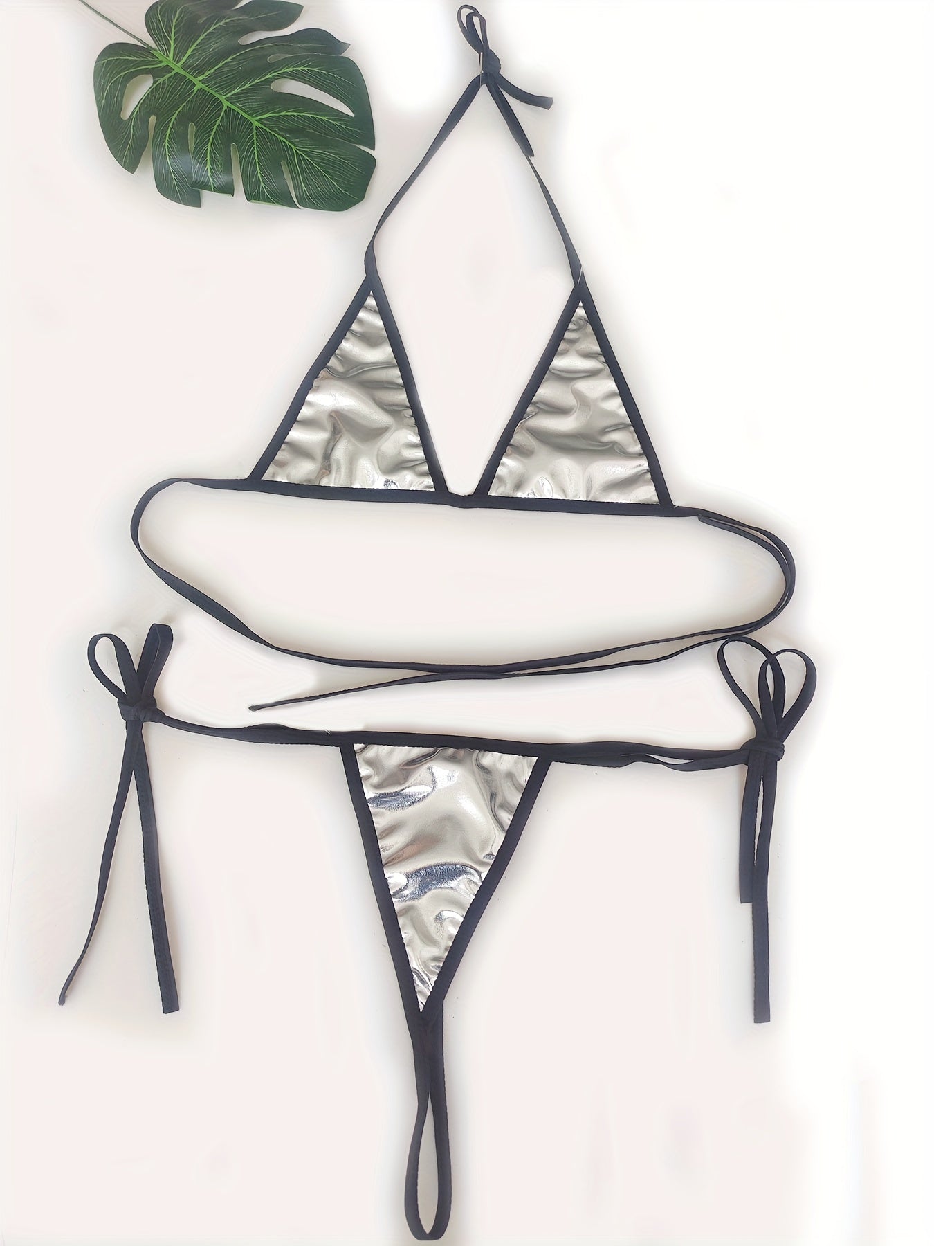 Women's Bikini Set Tether Style Knit Nylon Solid Color S M L