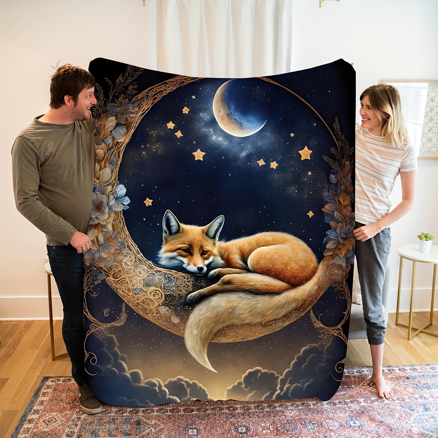 Animal Themed Flannel Throw Blanket Woven Polyester Stain Tear Resistant All Seasons