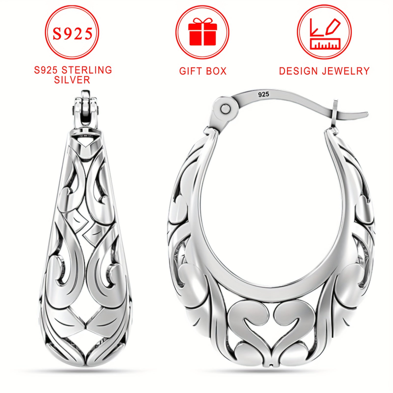 S925 Sterling Silver bo'sh qoplangan halqali sirg'alar, zamonaviy va nafis klassik uslubda, allergiyaga moyil ayollar uchun mukammal. Har kuni kiyish yoki o'ylangan sovg'a sifatida yengil va ko'p maqsadli, sovg'a qutisida taqdim etilgan - hamma uchun mos.