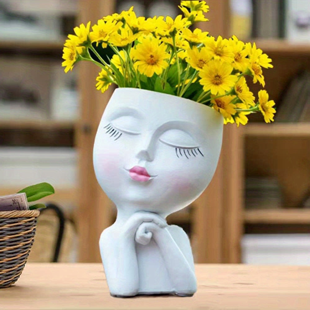 Resin Decorative Facial Vase for Home Office Garden Christmas Halloween Gift