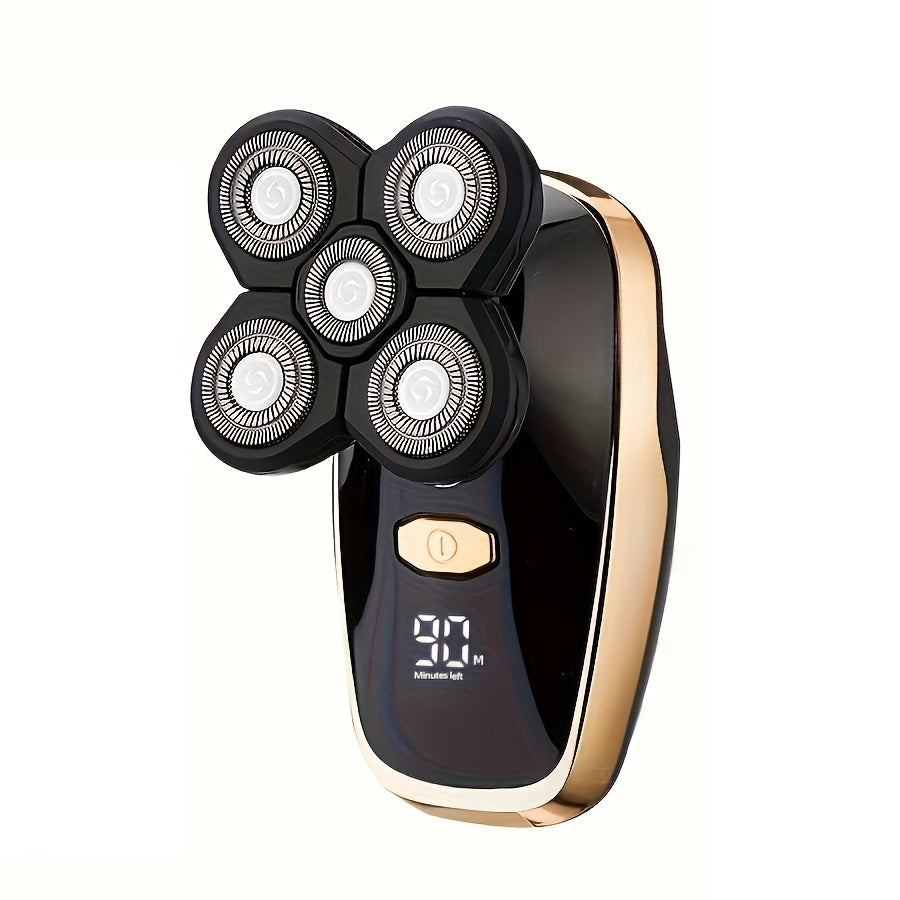 Беспроводная электробритва с LED-дисплеем, перезаряжаемая, для брития головы, 5 лезвий, USB, эргономичная