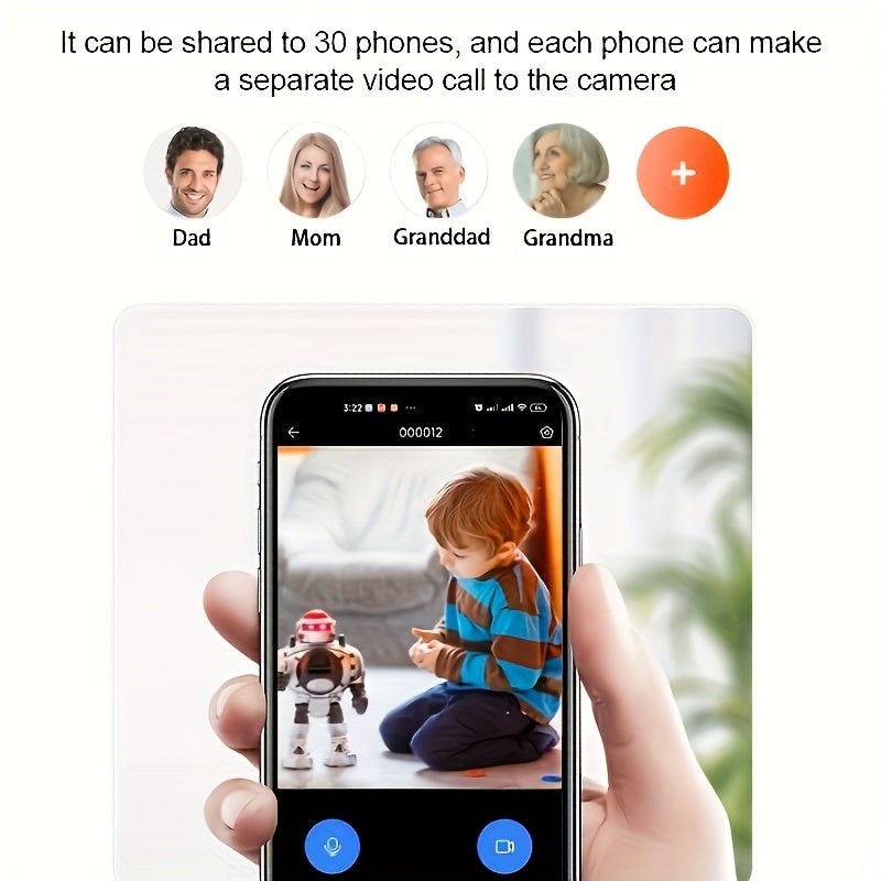 1080p Ichki Xavfsizlik Kamerasi, Rangli Kechqurun Yoritgichi, WiFi Harakatni Aniqlash va Bulut Saqlash bilan