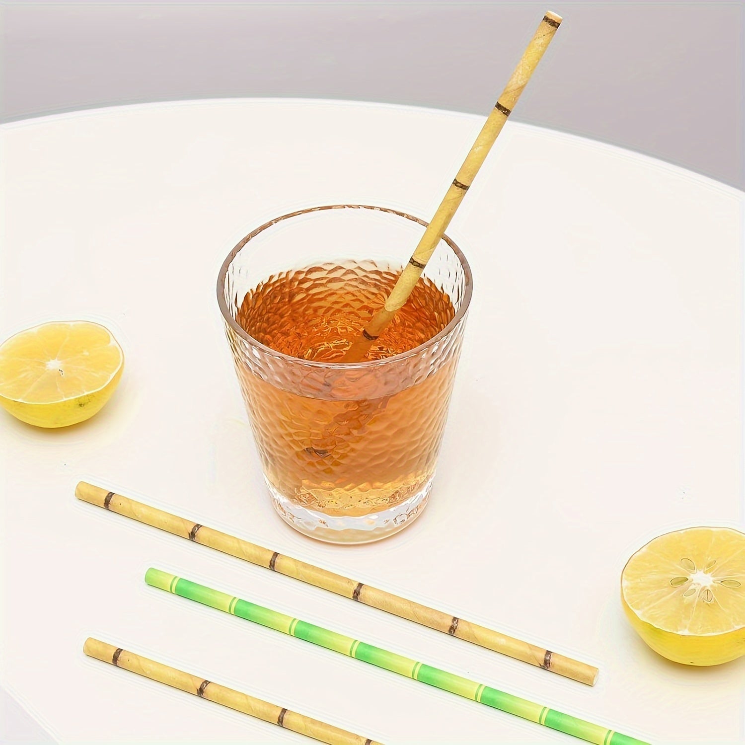 Bamboo Printed Paper Straws Pack of 50 Durable Stylish for Cocktails Juices