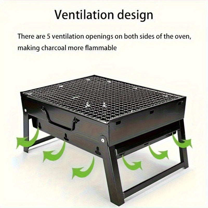 Chiroyli dizayni va bardoshli temirdan tayyorlangan, samarali pishirish uchun 5 ta vent bilan jihozlangan portativ ko'mir grill, ochiq havoda to'planishlar va ochiq havoda pishirish uchun mukammal, zamonaviy dizayn va bardoshli temir bilan.