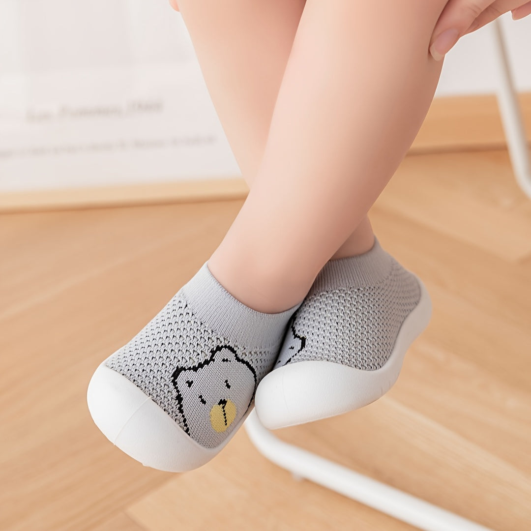 Mushuk tasviri bilan bolalar va kichkina bolalar uchun oson kiyinadigan sport poyabzali, yengil nafas oladigan tarmoq, rezina taglik