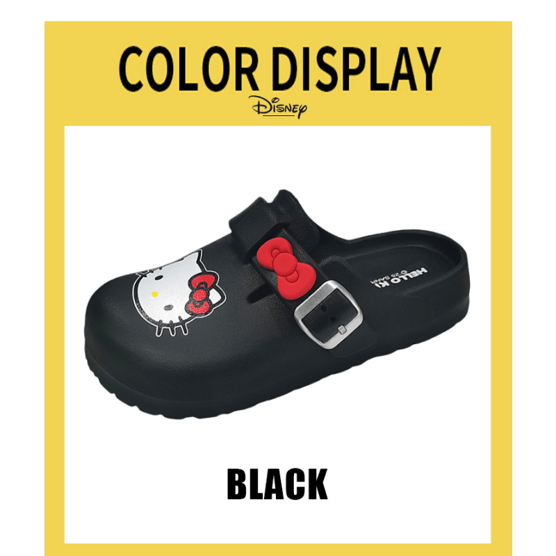 Unisex EVA Clog Slippers Black Indoor Outdoor Water Shoes with Cartoon Bow