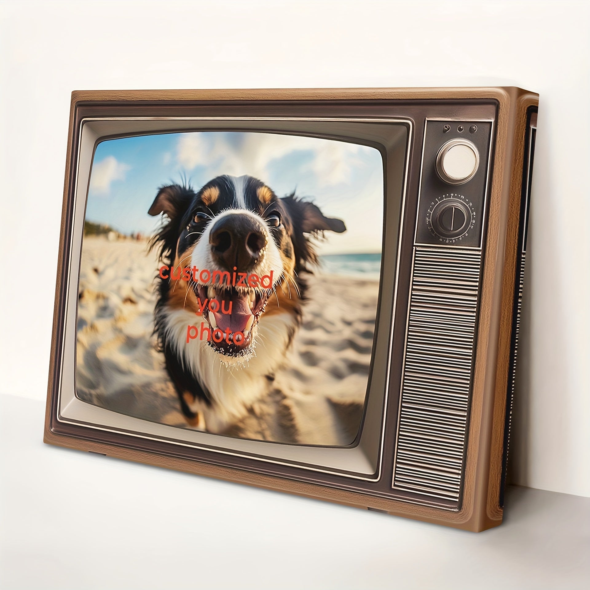 Винтажное настенное искусство с изображением телевизора для любителей собак, персонализированное семейное фото-декор