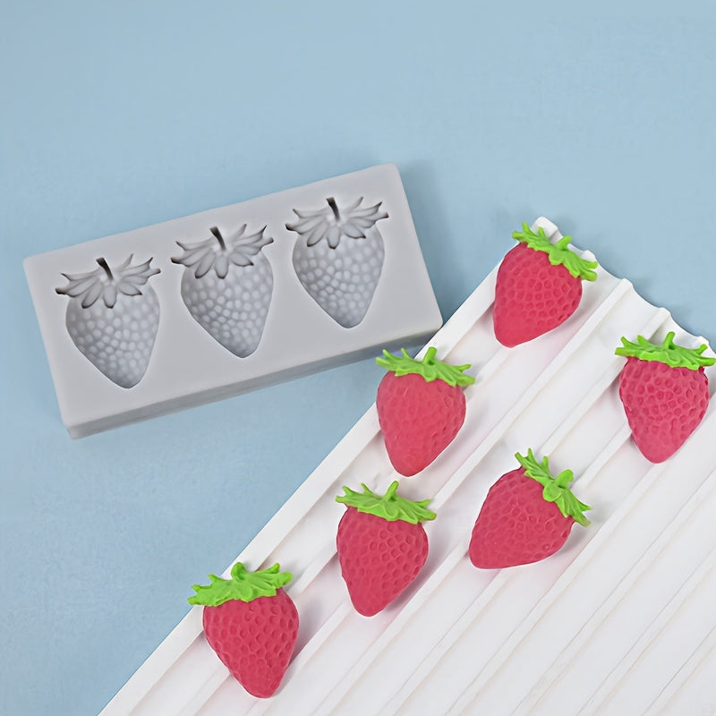 Three-Consecutive Strawberry Silicone Mold for Candles, Chocolates, Resin Crafts