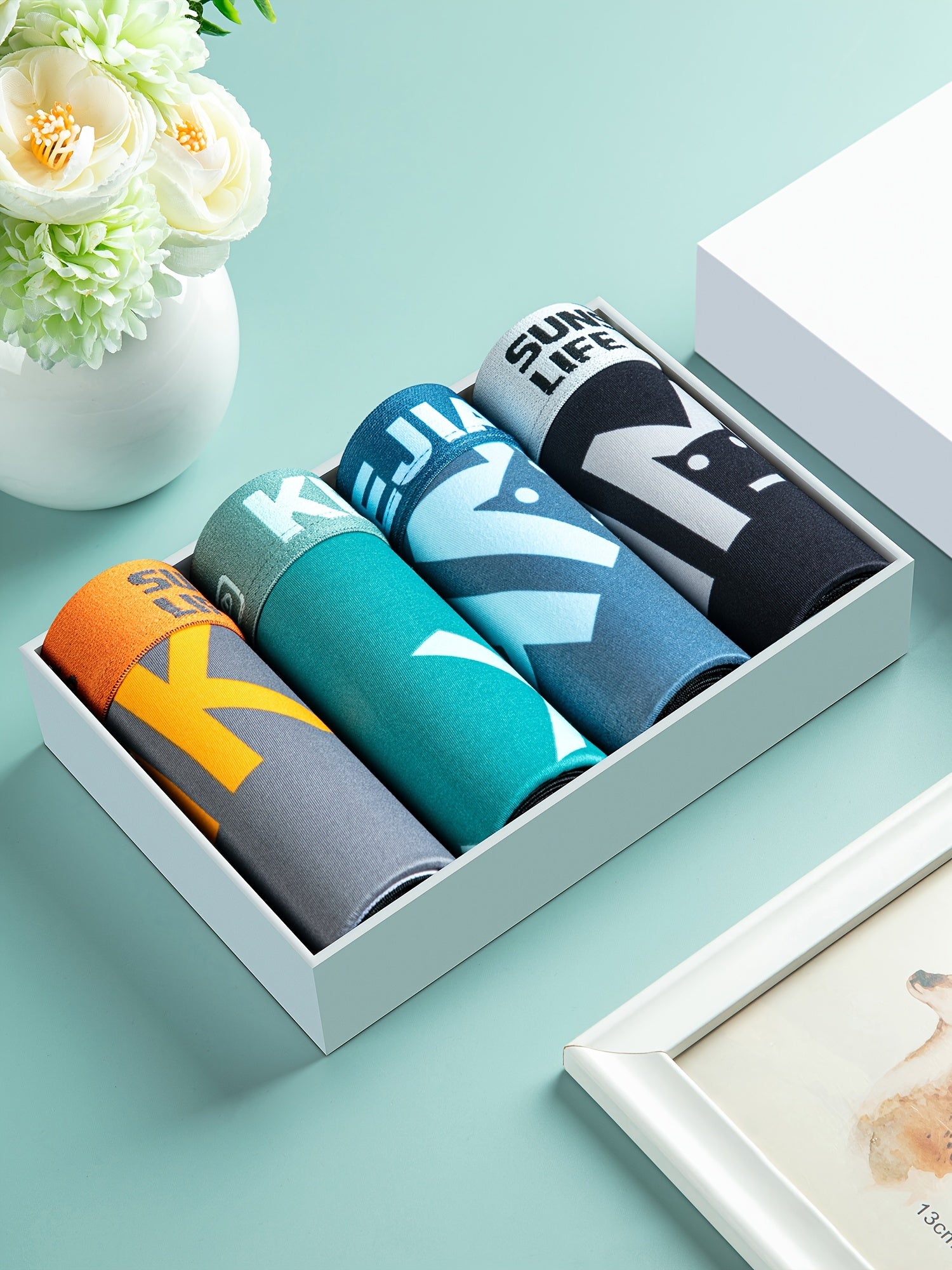 Men's Breathable Ice Fabric Underwear 4-Piece Set with Elastic Waistband