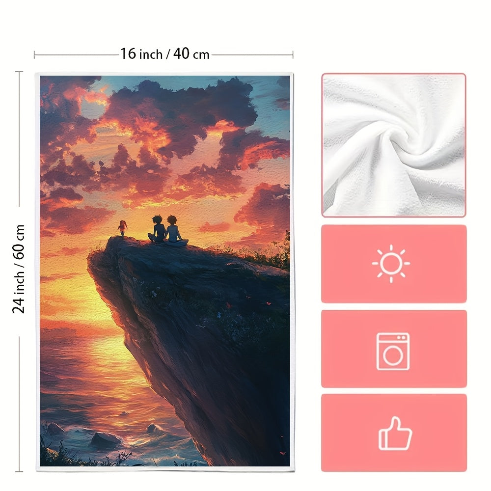 Set of 2 Ultra Soft Kitchen Towels with Anime Characters 16x24 Inches Highly Absorbent