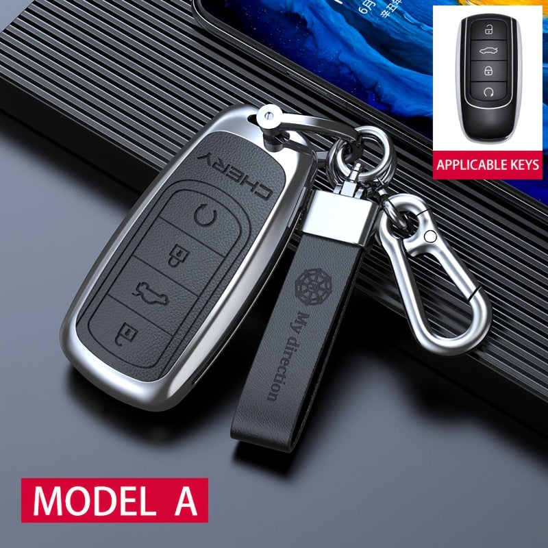 Stylish Car Key Case For SUV Remote Keychain Durable Leather Black