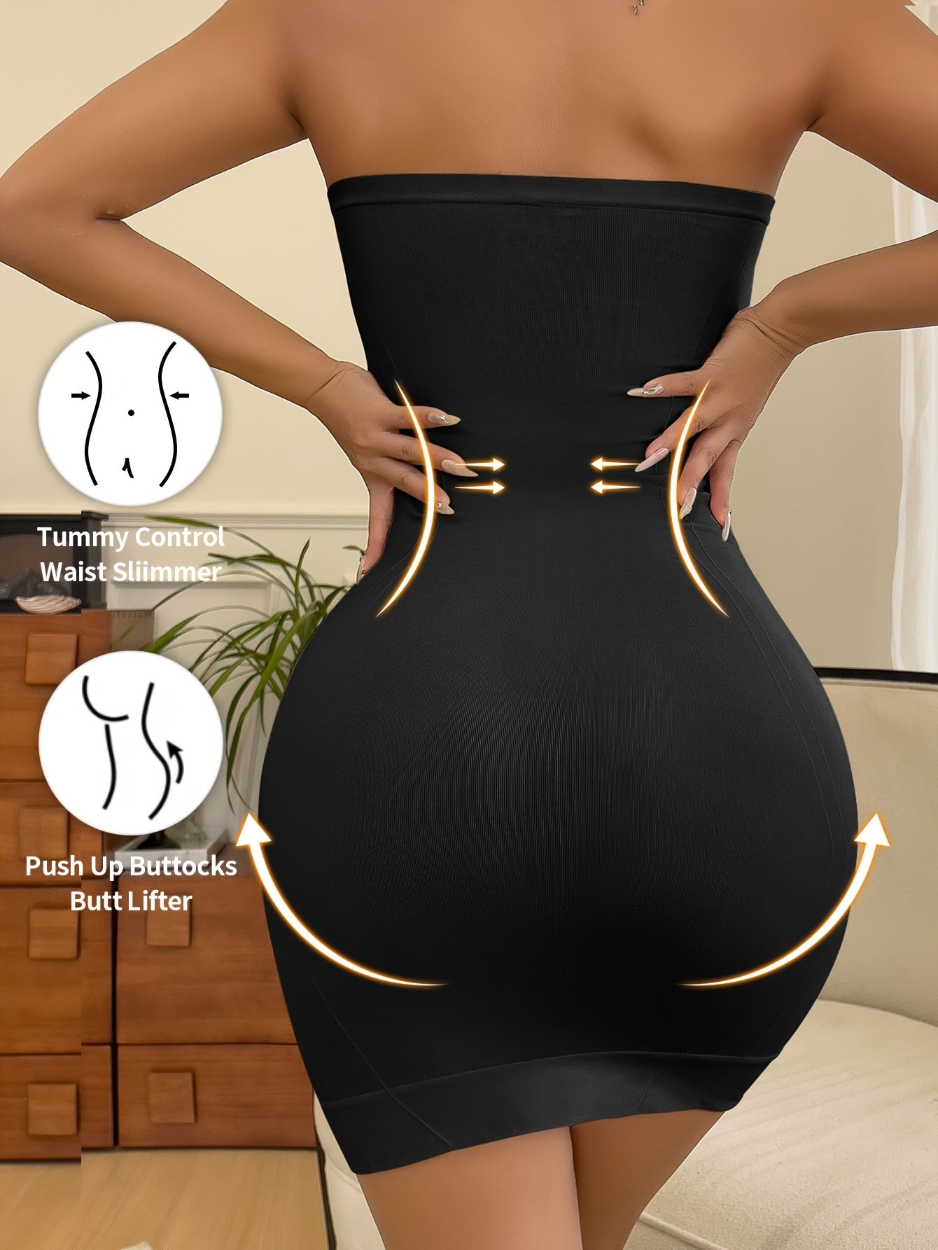 Women's Seamless Nylon Shapewear Bodysuit Dress for Slimming and Lifting